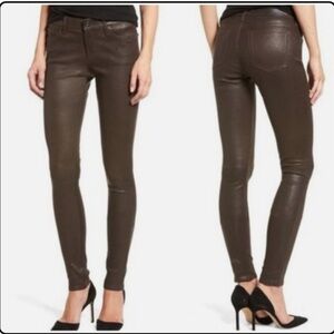 $215 msrp NWT AG Adriano Goldschmied Dark Brown Skinny faux leather pant 27